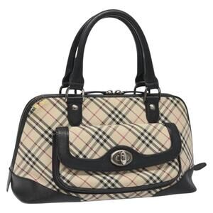 Burberry Nova Check Hand Bag Canvas Beige